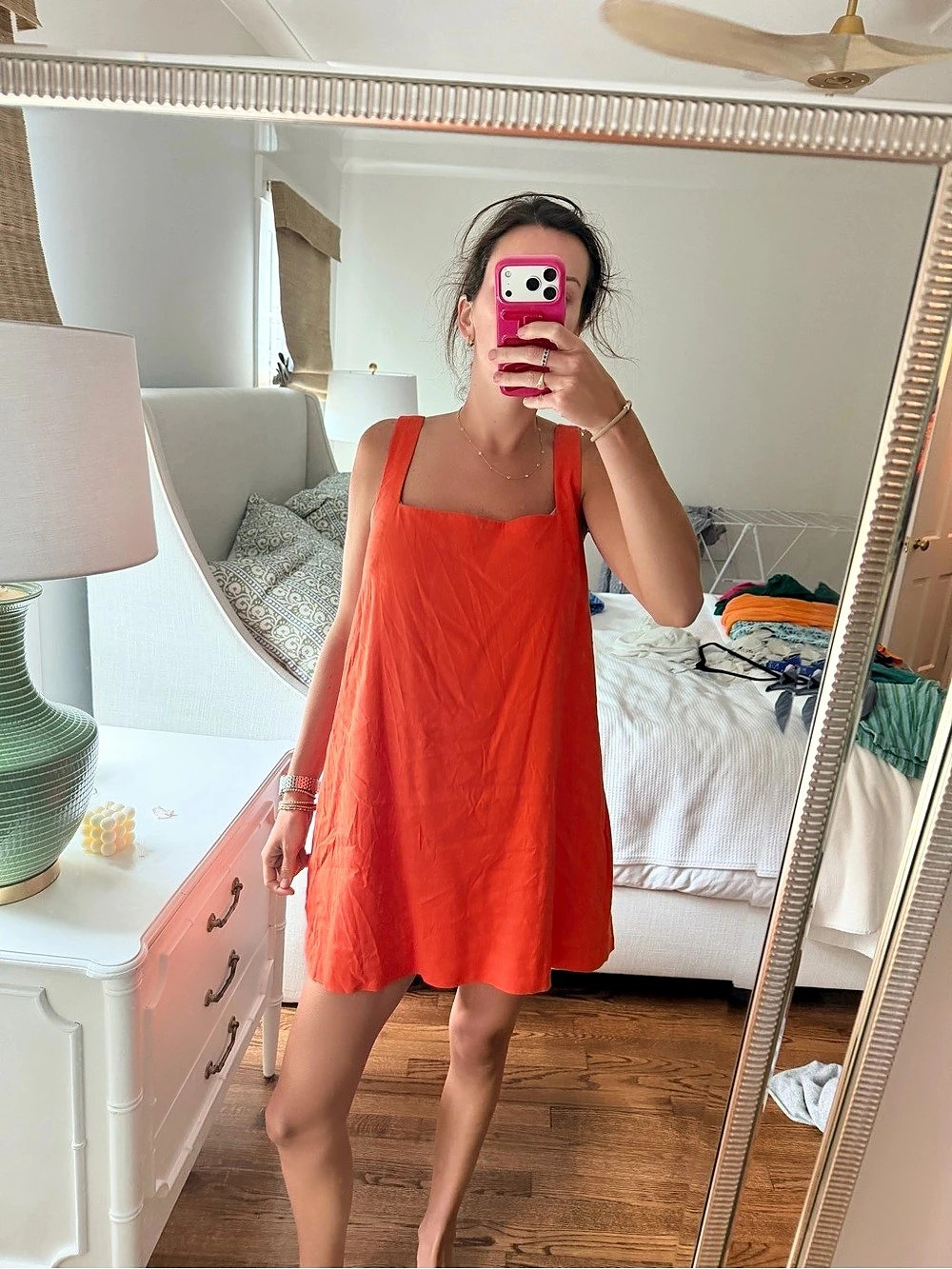 Antonio Melani Eliana Linen Dress Mini Orange XS